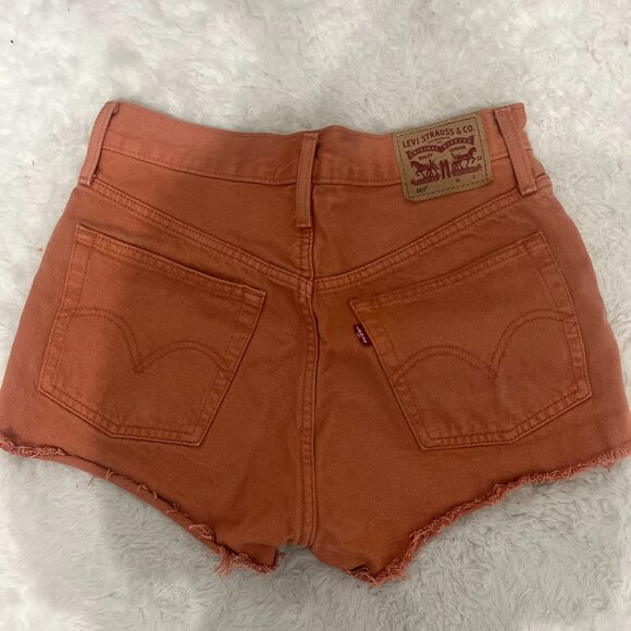 Levi’s High Rise 501 Denim Cutoff Shorts – Rust Orange – Size 26 - Picture 1 of 2